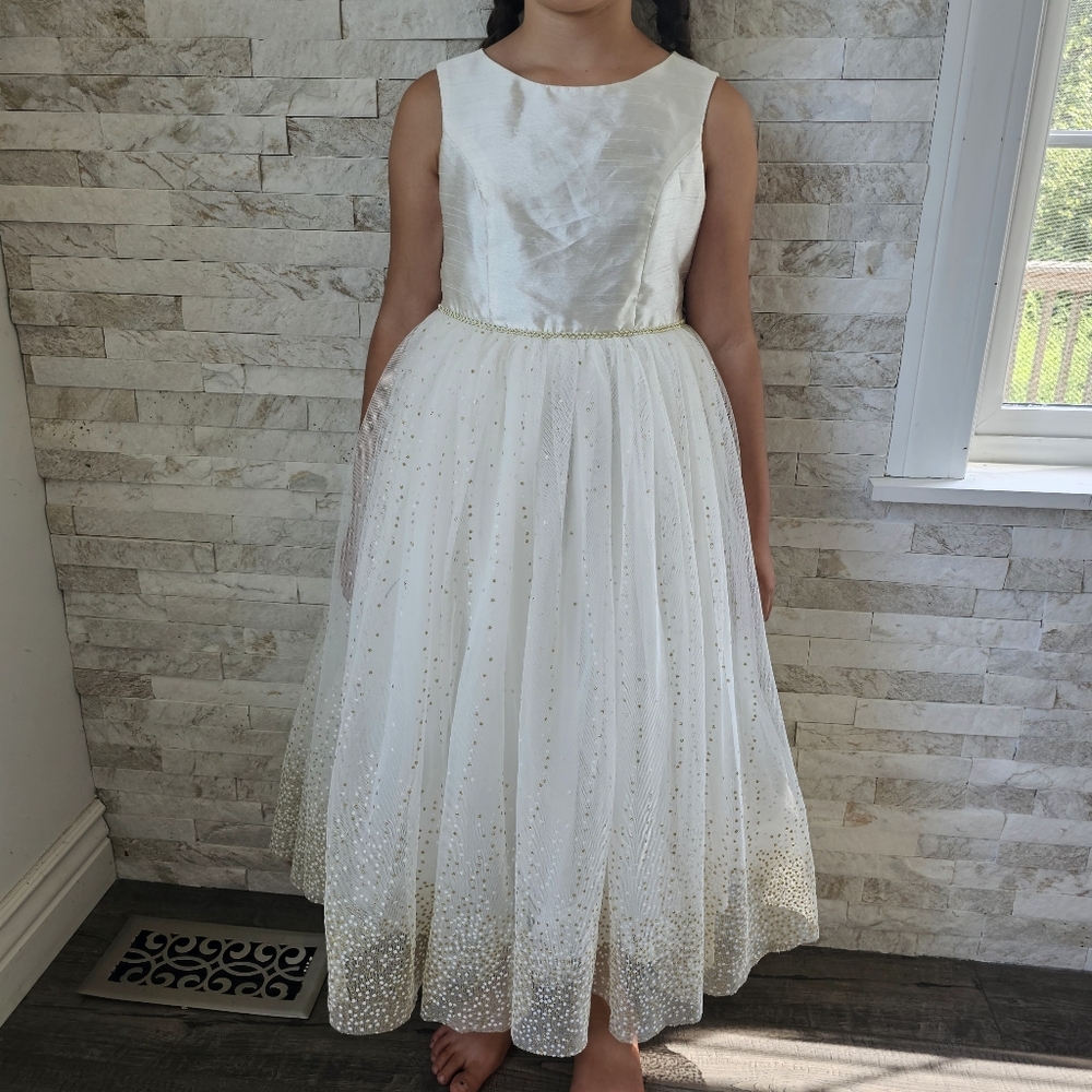 David's Bridal girls white dress size 10
